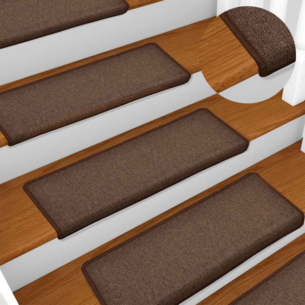 vidaXL Πατάκια Σκαλοπάτια 30 τεμ. 65x21x4 εκ. Καφέ Καφέ με Ορθογώνια Άκρη