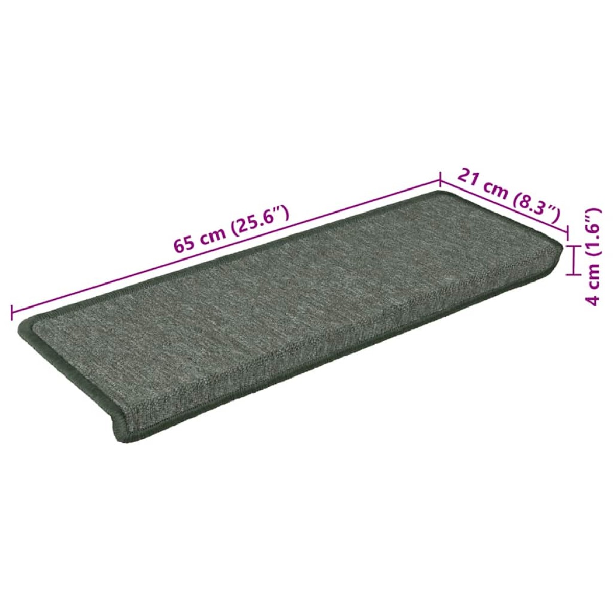 vidaXL Πατάκια Σκαλοπάτια 30 τεμ. 65x21x4 εκ. Σκούρο Πράσινο με Ορθογώνια Άκρη