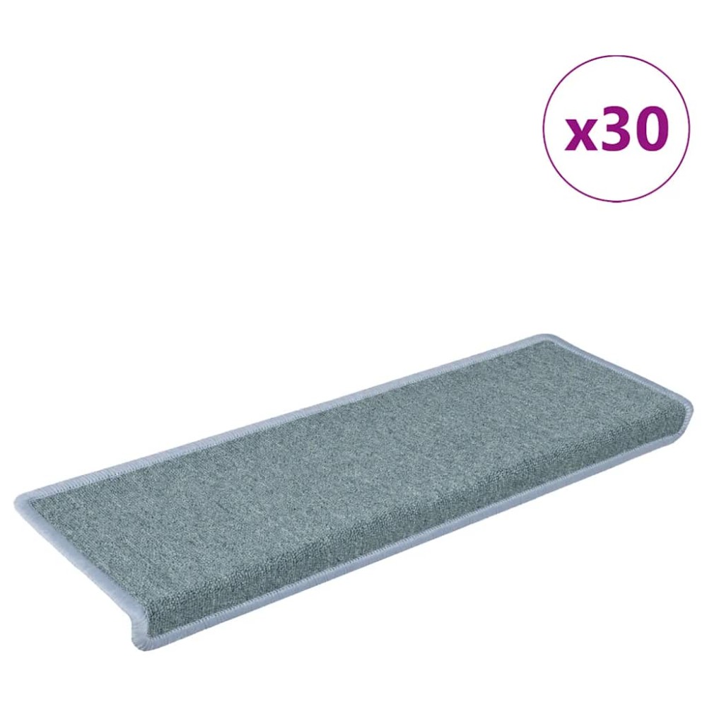 vidaXL Πατάκια Σκαλοπάτια 30 τεμ. 65x21x4 εκ. Θαλασσί με Ορθογώνια Άκρη