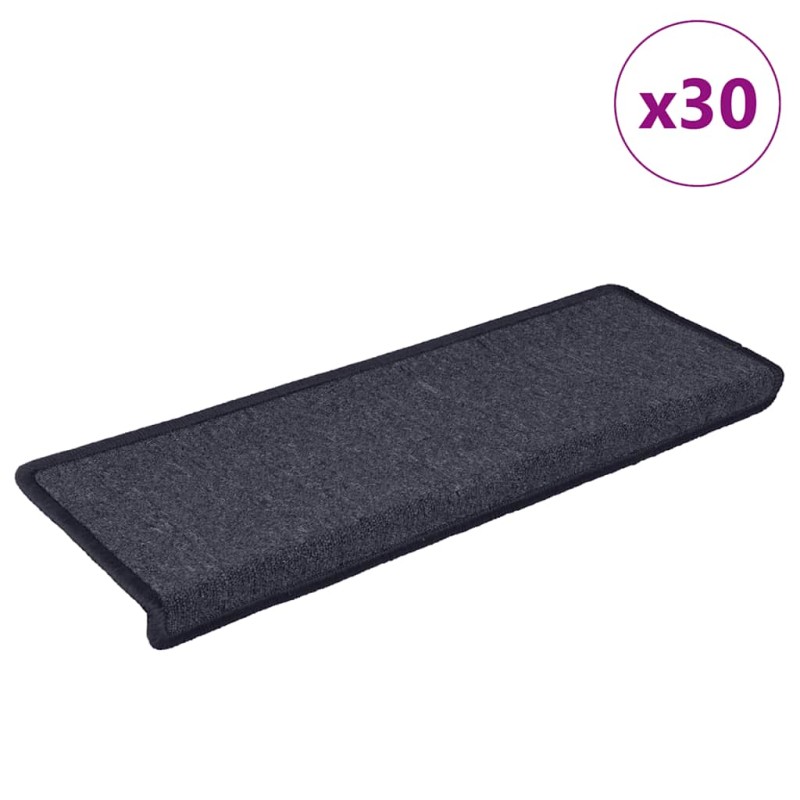 vidaXL Πατάκια Σκαλοπάτια 30 τεμ. 65x21x4 εκ. Σκούρο Γκρι και Μπλε Ορθογώνια Άκρη