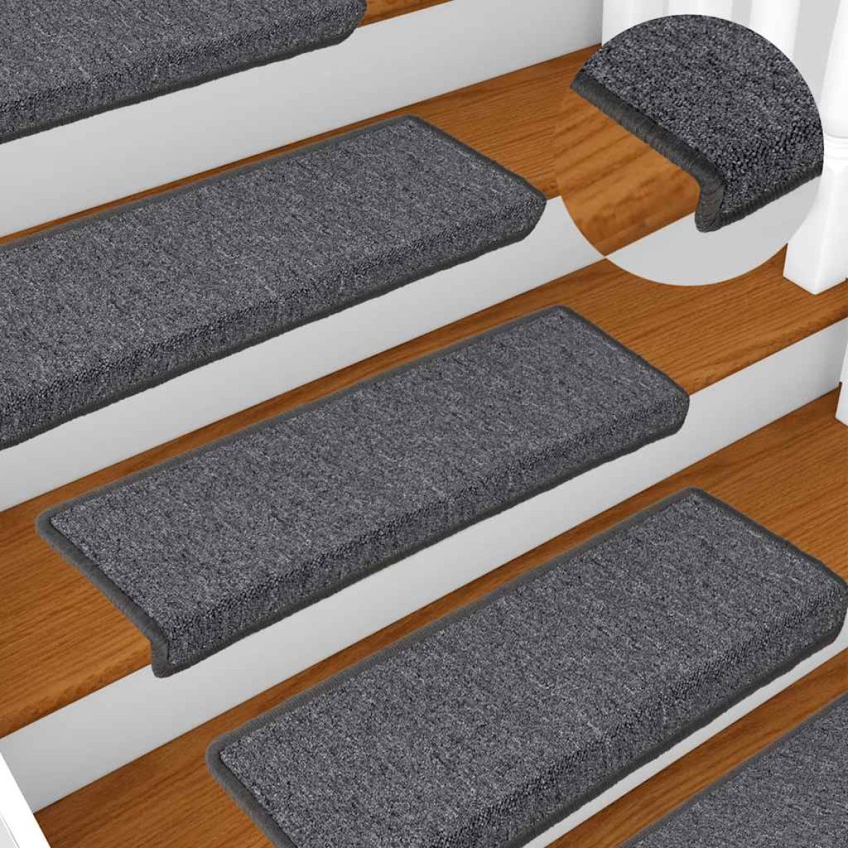 vidaXL Πατάκια Σκαλοπάτια 30 τεμ. Σκούρο Γκρι 65x21x4 εκ. με Ορθογώνια Άκρη