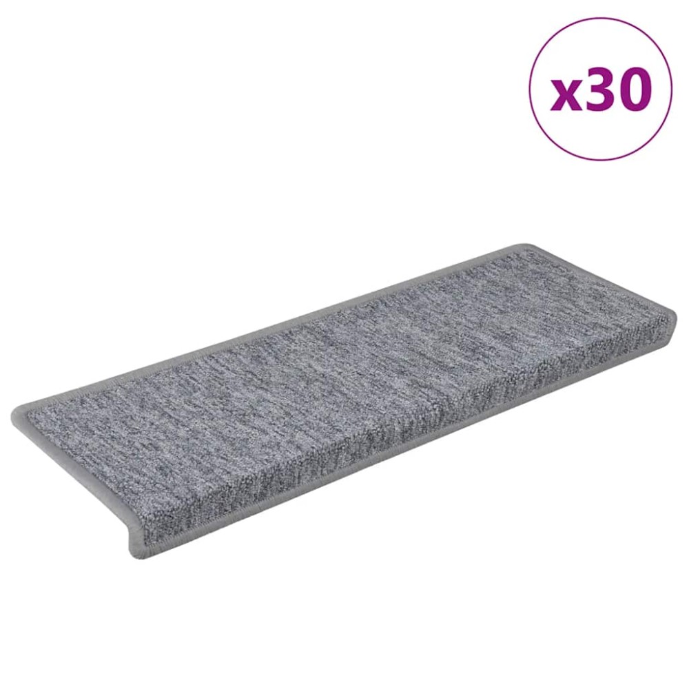 vidaXL Πατάκια Σκαλιών 30 τεμ. Ανοιχτό Γκρι 65x21x4 εκ. με Ορθογώνια Άκρη