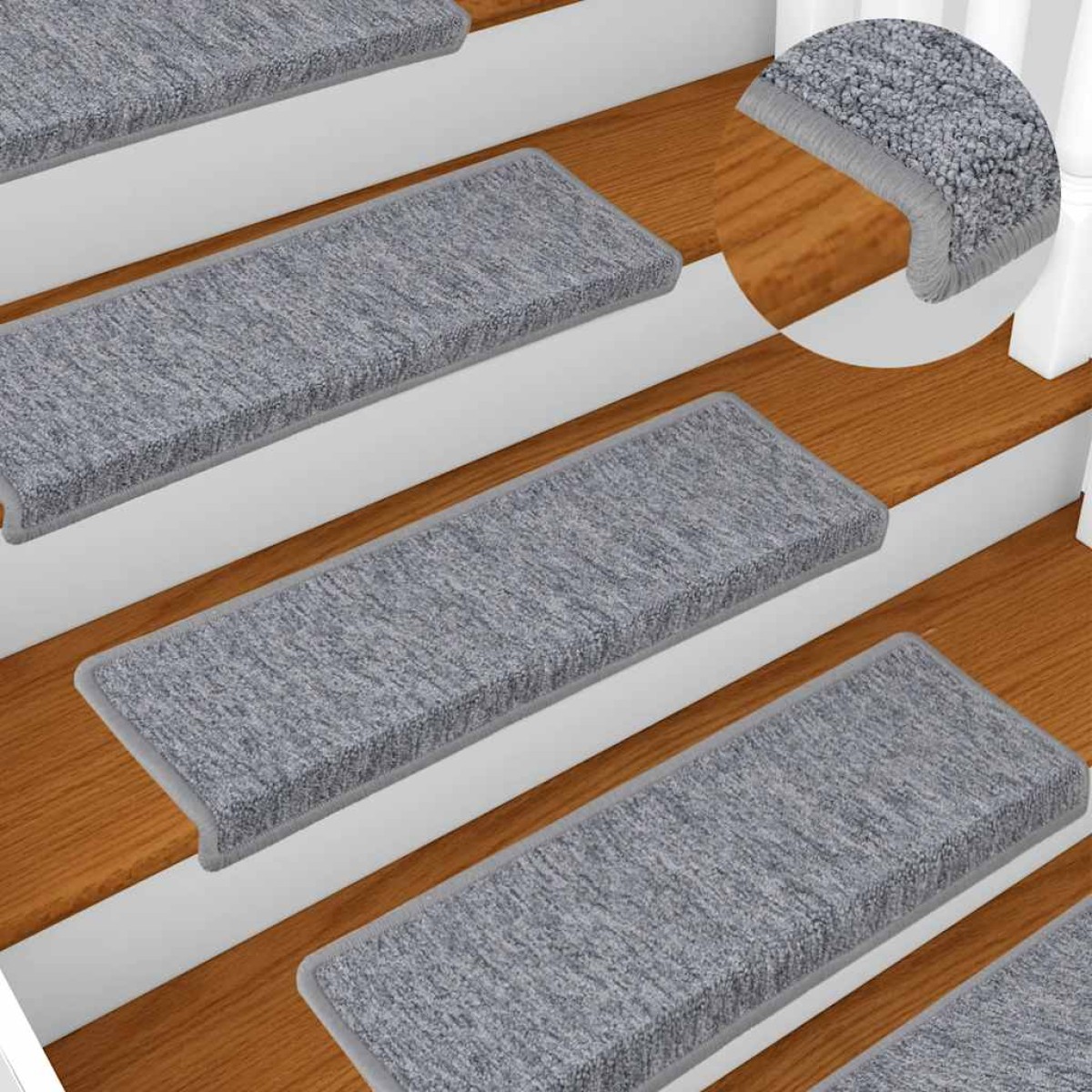 vidaXL Πατάκια Σκαλιών 30 τεμ. Ανοιχτό Γκρι 65x21x4 εκ. με Ορθογώνια Άκρη