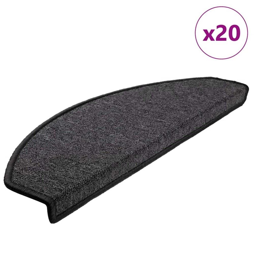 vidaXL Πατάκια Σκαλοπάτια 20 τεμ. Ανθρακί 65x24x4 εκ. Ημίστρογγυλά Μεγάλα