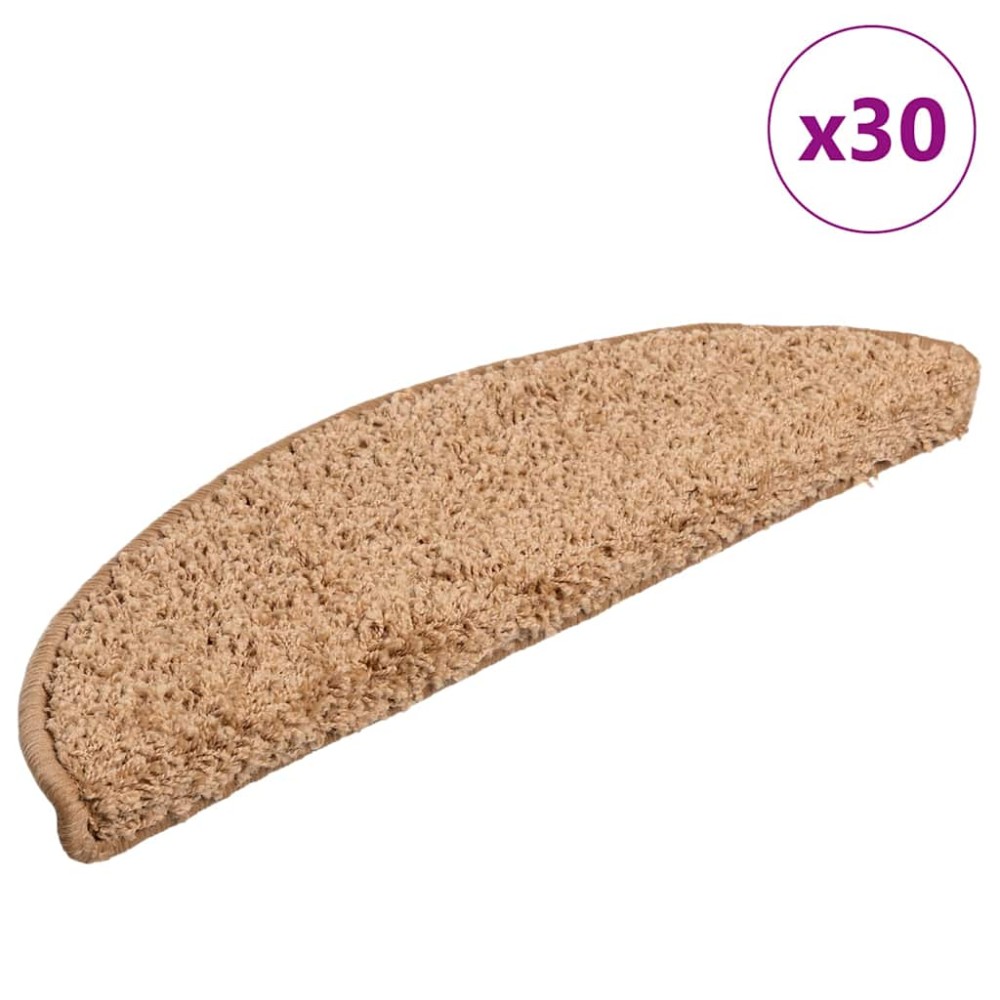 vidaXL Πατάκια Σκαλιών 30 τεμ. Μπεζ Ημίκυκλα 56x17x3 εκ.