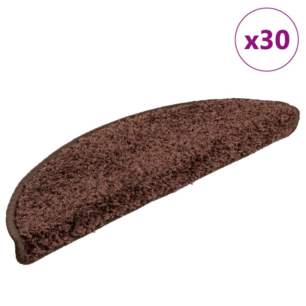 vidaXL Πατάκια Σκαλοπάτια 30 τεμ. Καφέ Ημίκυκλα 56x17x3 εκ.