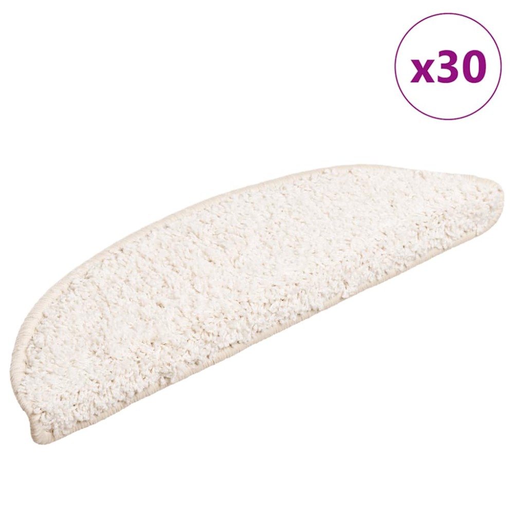 vidaXL Πατάκια Σκαλιών 30 τεμ. Λευκά Ημίκυκλα 56x17x3 εκ.