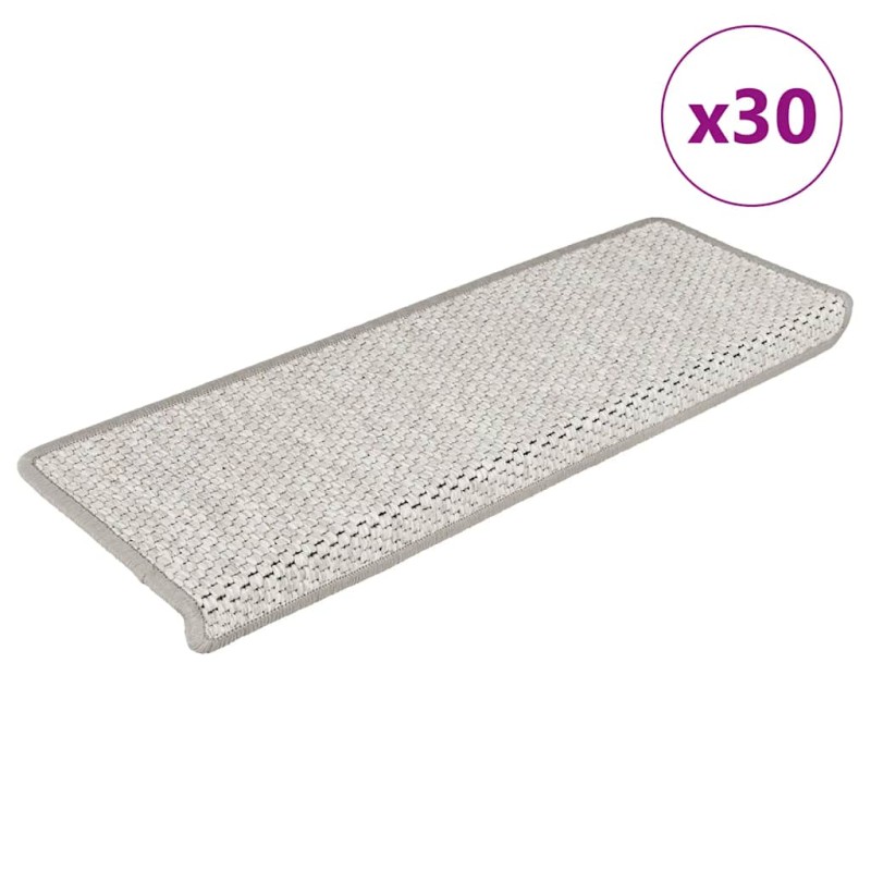 vidaXL Πατάκια Σκάλας Αυτοκόλ. 30 τεμ. Όψη Σιζάλ Πλατίνα 65x21x4 εκ.