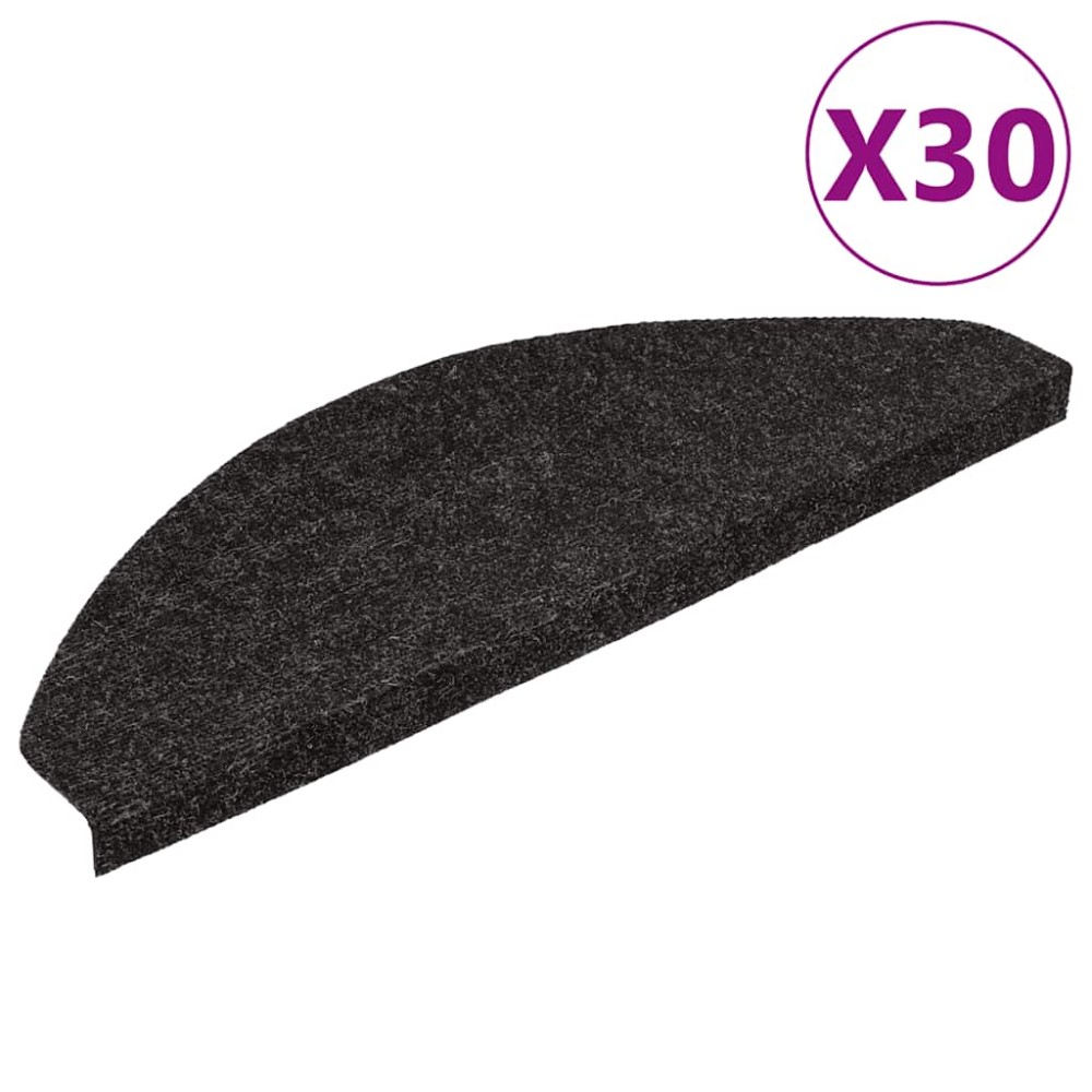 vidaXL Πατάκια Σκάλας Αυτοκόλλητα 30 τεμ. Μαύρα 56 x 17 x 3 εκ.