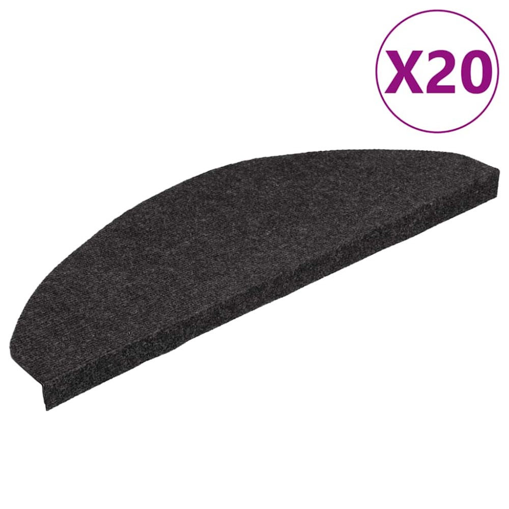 vidaXL Πατάκια Σκάλας Αυτοκόλλητα 20 τεμ. Μαύρα 65 x 22,5 x 3,5 εκ.