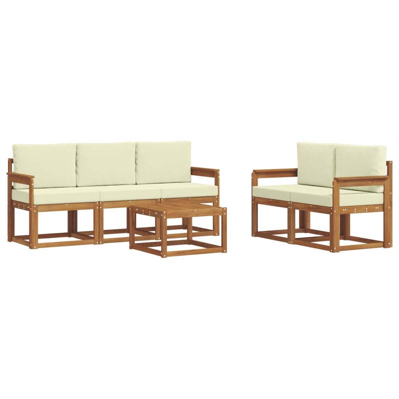 vidaXL Σειρά Καναπέ Εξωτερικού 6 τμχ. Φυσικό και Κρέμα