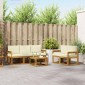 vidaXL Σειρά Καναπέ Εξωτερικού 6 τμχ. Φυσικό και Κρέμα
