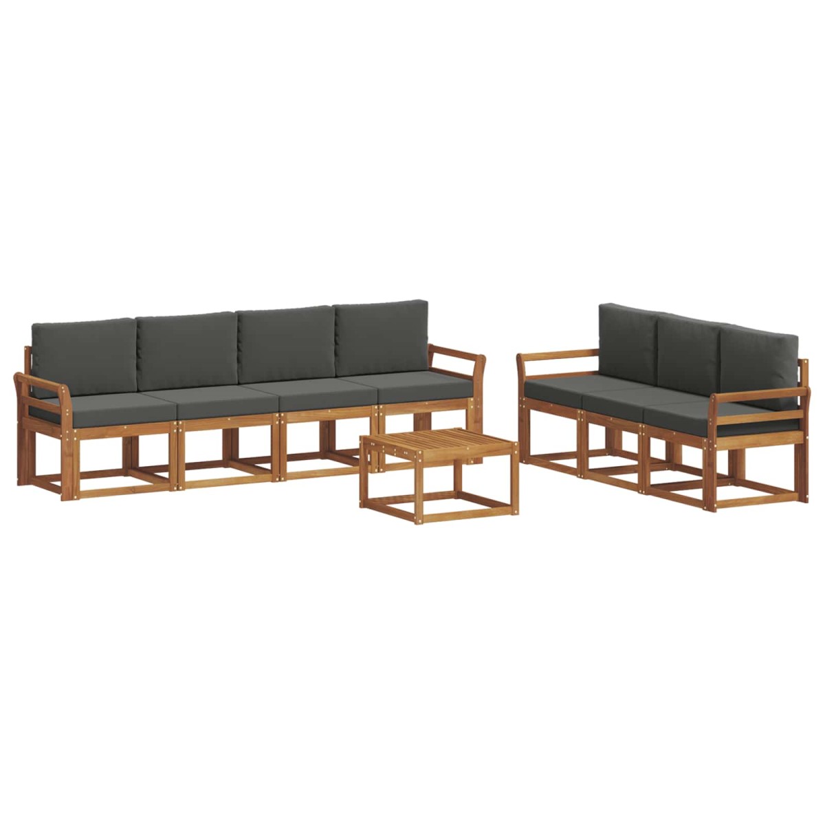 vidaXL Σειρά Καναπέ Εξωτερικού 8 τμχ. Φυσικό και Ανθρακί