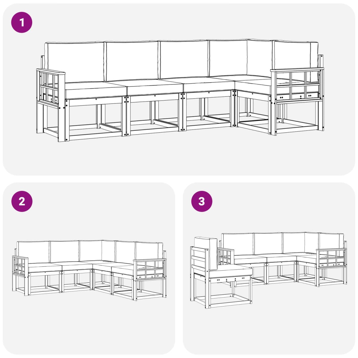 vidaXL Σειρά Καναπέ Εξωτερικού 5 τμχ. Φυσικό και Κρέμα