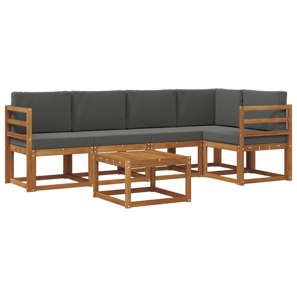 vidaXL Σειρά Καναπέ Εξωτερικού 6 τμχ. Φυσικό και Ανθρακί