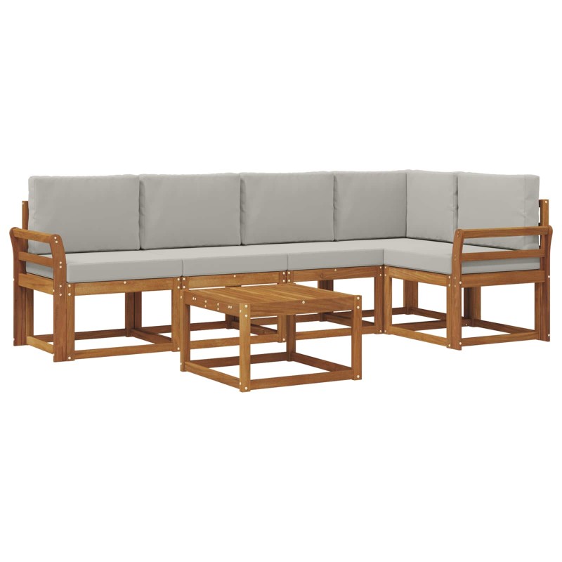 vidaXL Σειρά Καναπέ Εξωτερικού 6 τμχ. Φυσικό και Ανοιχτό Γκρι