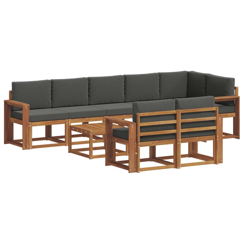 vidaXL Σειρά Καναπέ Εξωτερικού 9 τμχ. Φυσικό και Ανθρακί