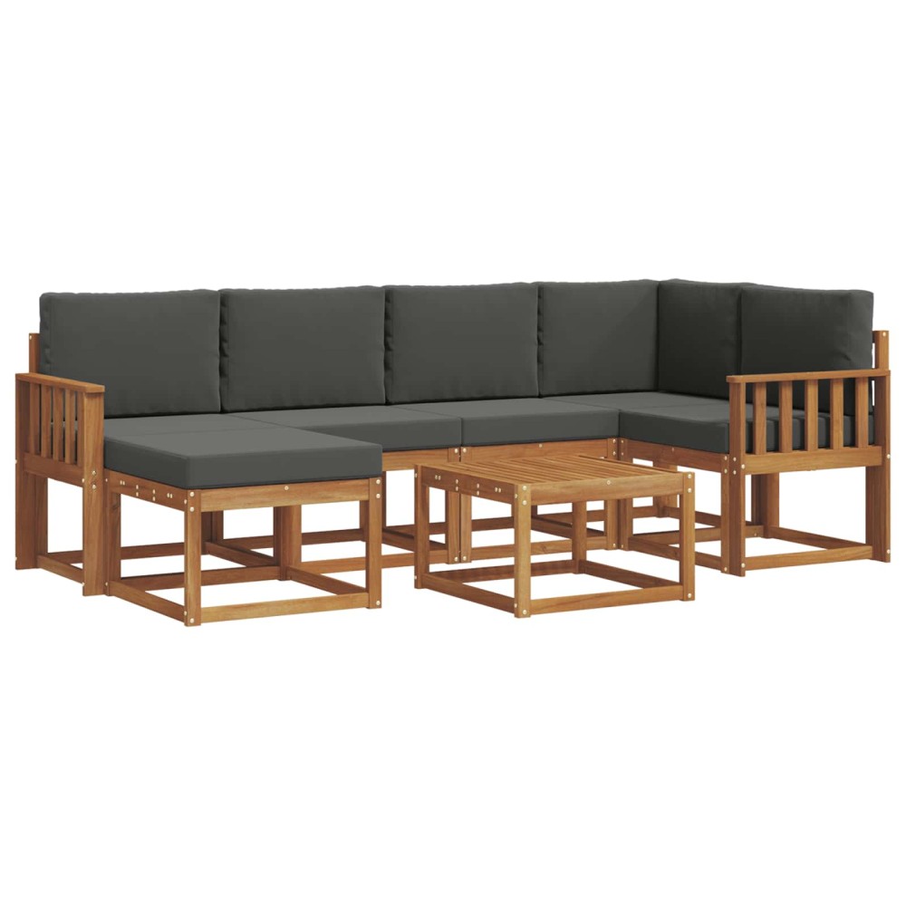 vidaXL Σειρά Καναπέ Εξωτερικού 7 τμχ. Φυσικό και Ανθρακί