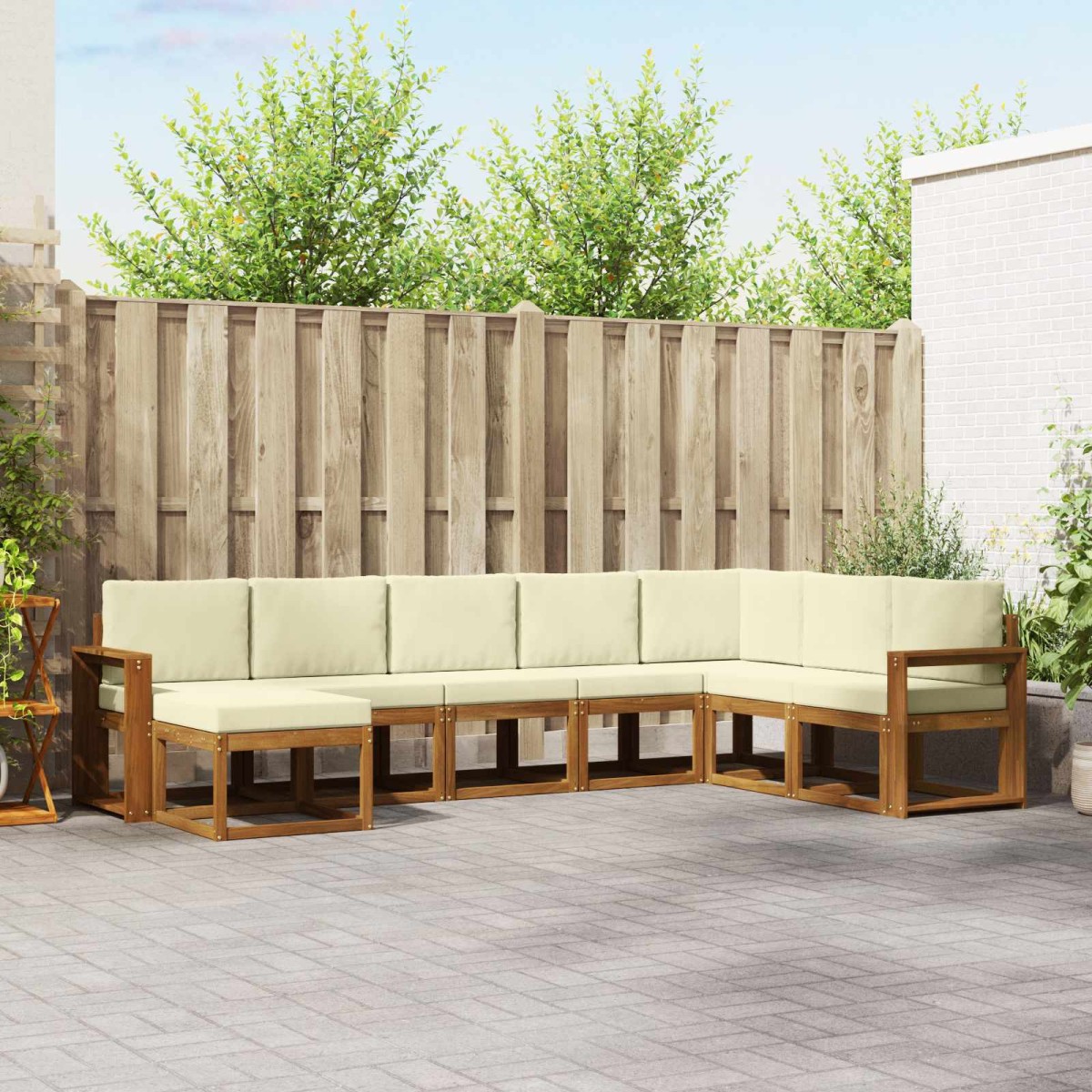 vidaXL Σειρά Καναπέ Εξωτερικού 8 τμχ. Φυσικό και Κρέμα