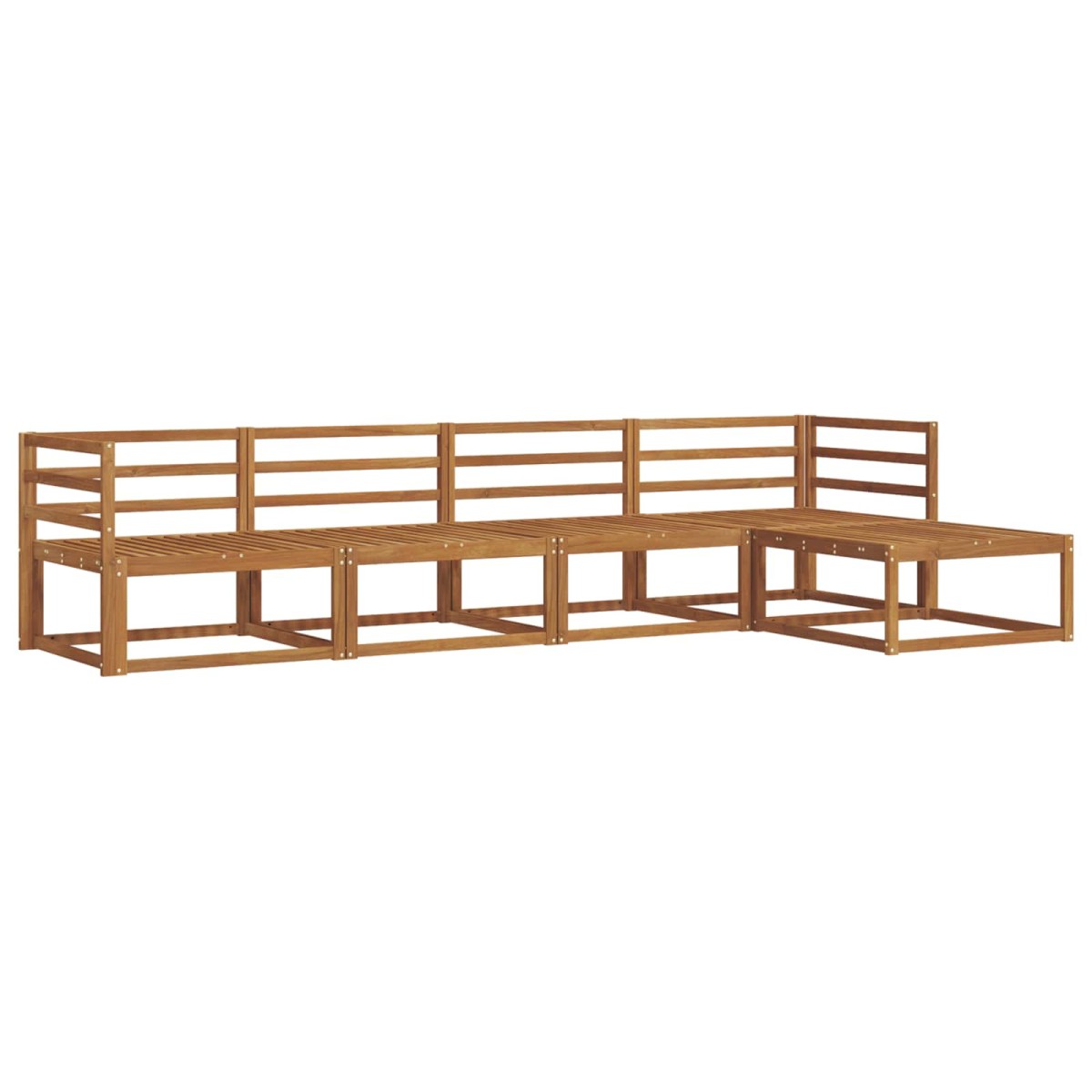 vidaXL Σειρά Καναπέ Εξωτερικού 5 τμχ. Φυσικό Στερεό Ξύλο Ακακίας