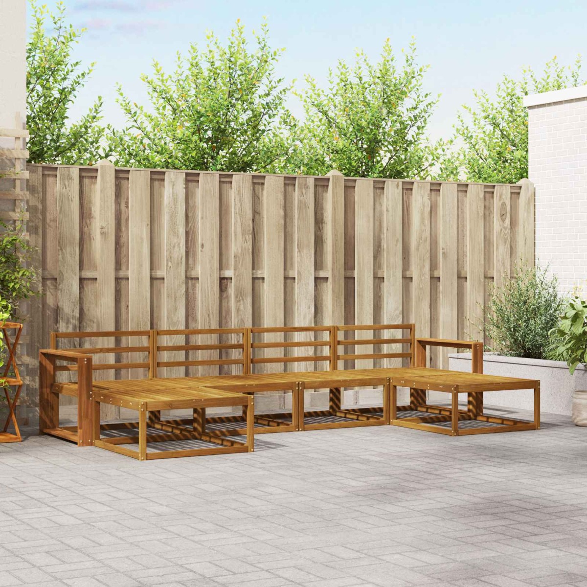 vidaXL Σειρά Καναπέ Εξωτερικού 6 τμχ. Φυσικό Στερεό Ξύλο Ακακίας
