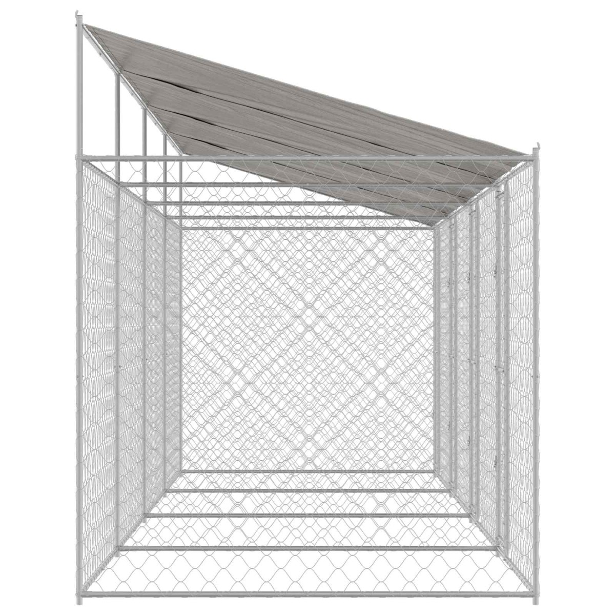 vidaXL Κλουβί Σκυλιού με Στέγη Ασημί 800 x 200 x 256 εκ.