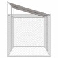 vidaXL Κλουβί Σκυλιού με Στέγη Ασημί 400 x 200 x 256 εκ Χάλυβας και PE