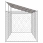 vidaXL Κλουβί Σκυλιού με Στέγη Ασημί 600 x 200 x 256 εκ.