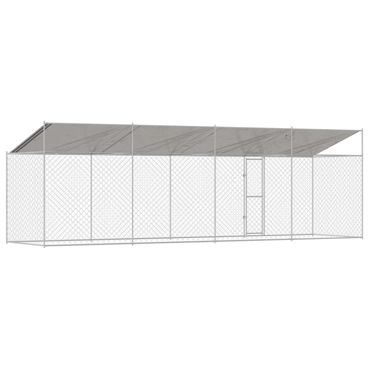 vidaXL Κλουβί Σκυλιού με Στέγη Ασημί 800 x 200 x 256 εκ.