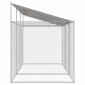 vidaXL Κλουβί Σκυλιού με Στέγη Ασημί 600 x 200 x 256 εκ.