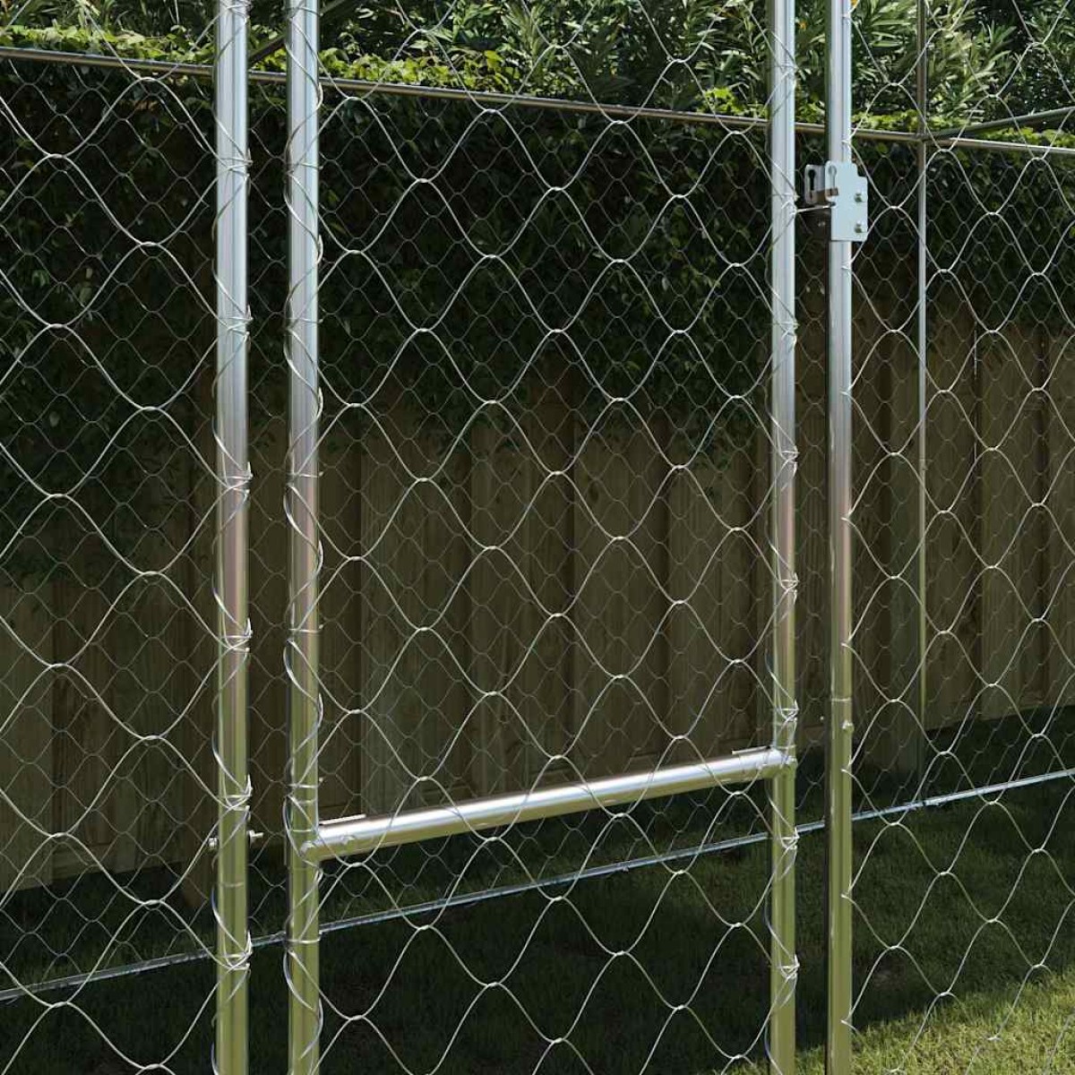 vidaXL Κλουβί Σκυλιού με Στέγη Ασημί 800 x 200 x 256 εκ.