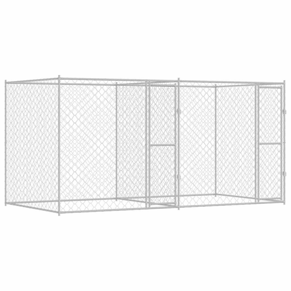 vidaXL Κλουβί σκύλου Ασημί 400 x 200 x 200 εκ. Επικαλυμμένος Χάλυβας