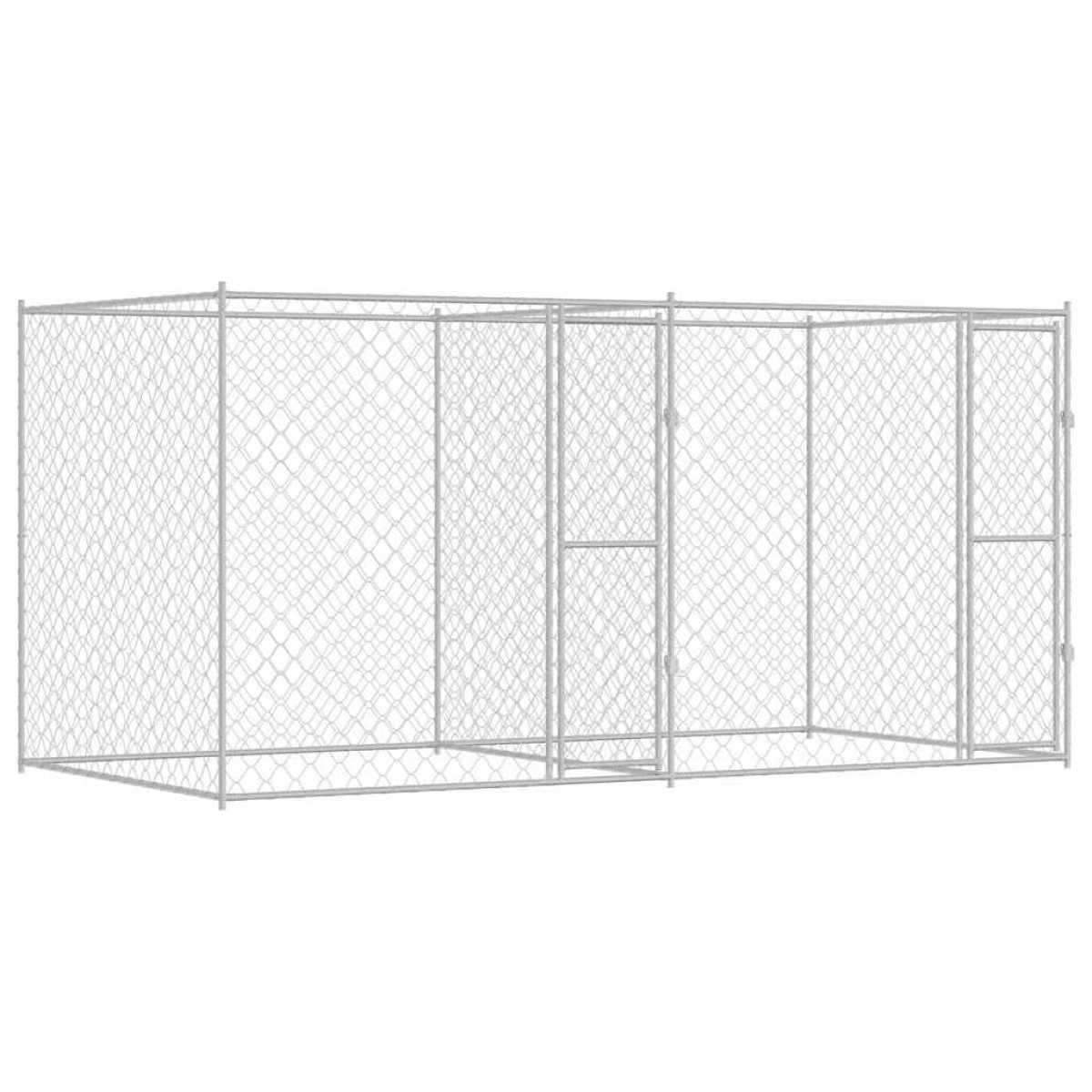vidaXL Κλουβί σκύλου Ασημί 400 x 200 x 200 εκ. Επικαλυμμένος Χάλυβας