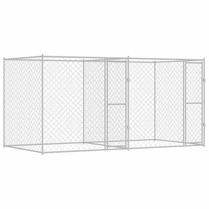 vidaXL Κλουβί σκύλου Ασημί 400 x 200 x 200 εκ. Επικαλυμμένος Χάλυβας
