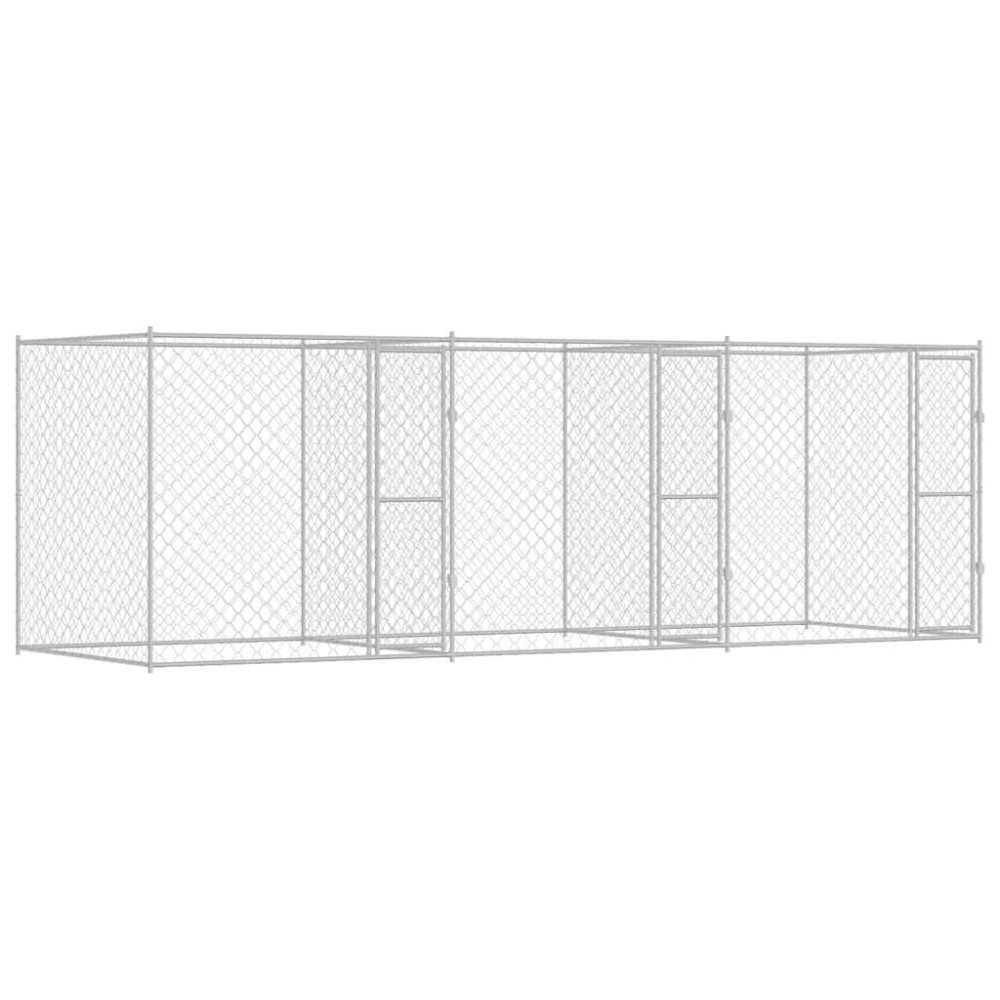 vidaXL Κλουβί σκύλου Ασημί 600 x 200 x 200 εκ. Επικαλυμμένος Χάλυβας