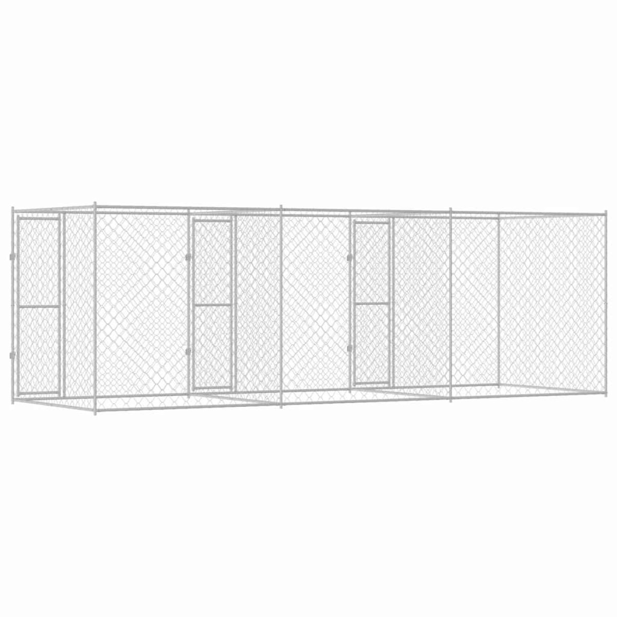 vidaXL Κλουβί σκύλου Ασημί 600 x 200 x 200 εκ. Επικαλυμμένος Χάλυβας