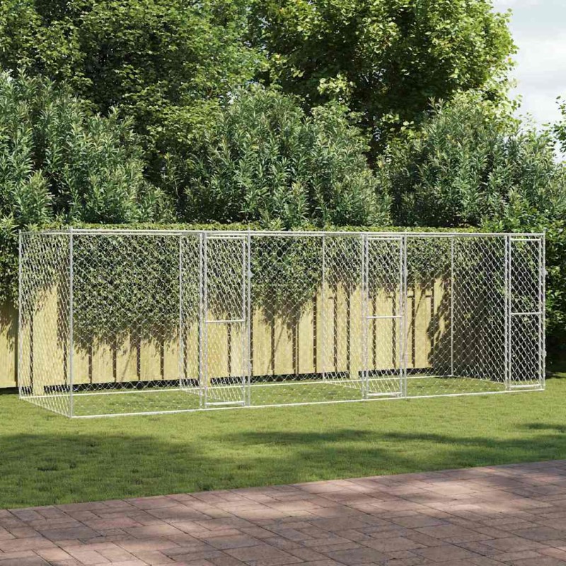 vidaXL Κλουβί σκύλου Ασημί 600 x 200 x 200 εκ. Επικαλυμμένος Χάλυβας