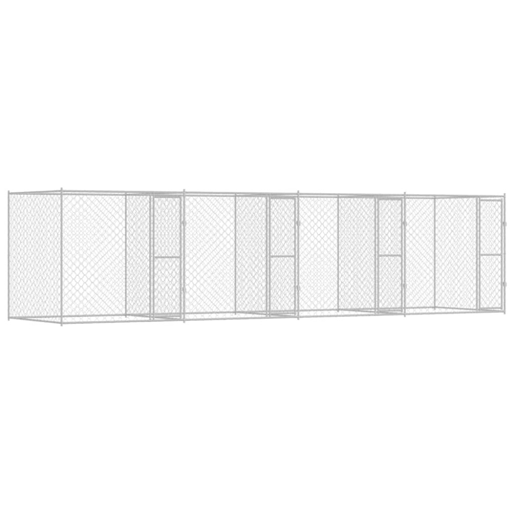 vidaXL Κλουβί σκύλου Ασημί 800 x 200 x 200 εκ. Επικαλυμμένος Χάλυβας