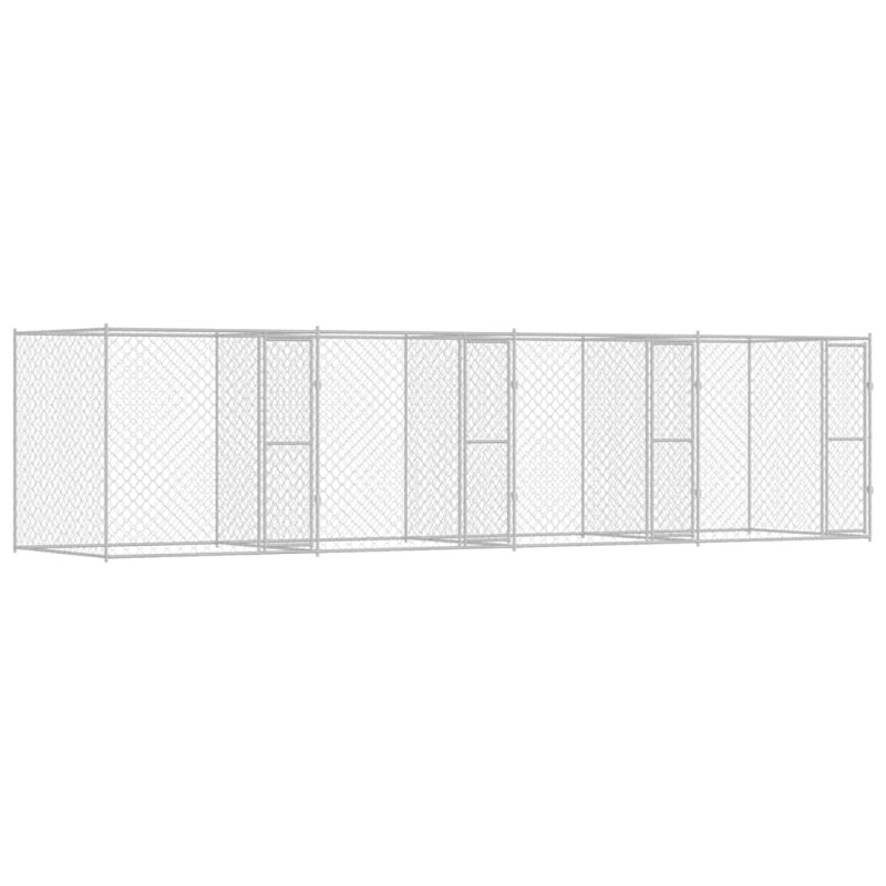 vidaXL Κλουβί σκύλου Ασημί 800 x 200 x 200 εκ. Επικαλυμμένος Χάλυβας