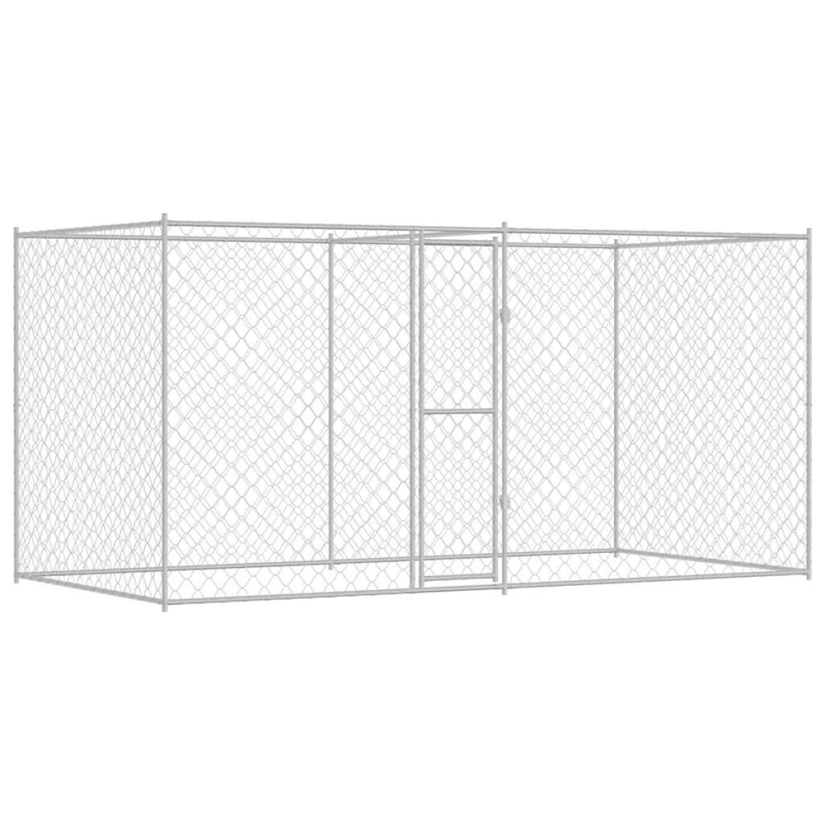 vidaXL Κλουβί σκύλου Ασημί 400 x 200 x 200 εκ. Επικαλυμμένος Χάλυβας