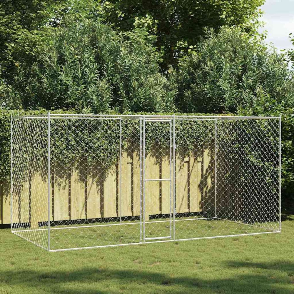 vidaXL Κλουβί σκύλου Ασημί 400 x 200 x 200 εκ. Επικαλυμμένος Χάλυβας