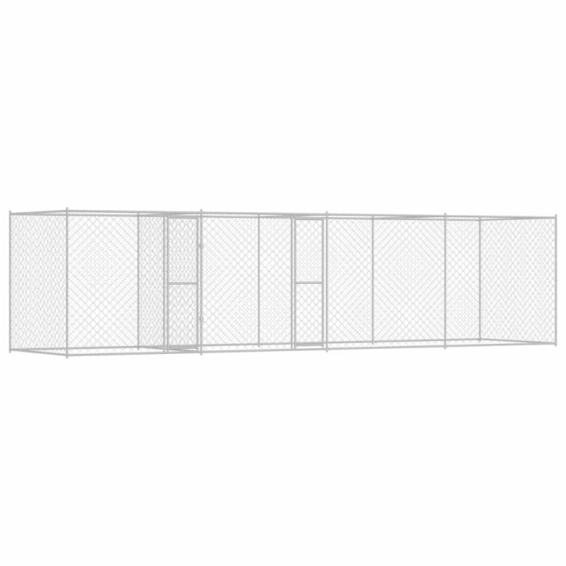 vidaXL Κλουβί σκύλου Ασημί 600 x 200 x 200 εκ. Επικαλυμμένος Χάλυβας