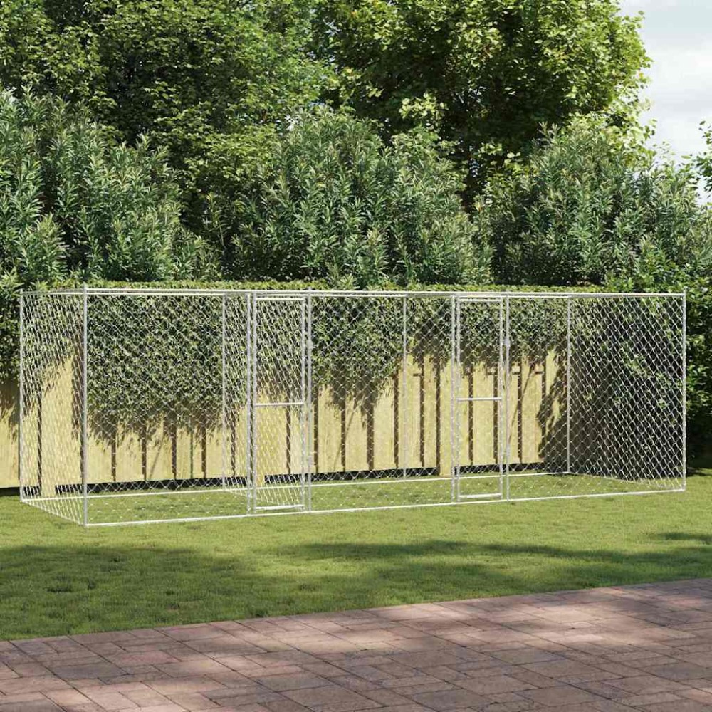 vidaXL Κλουβί σκύλου Ασημί 600 x 200 x 200 εκ. Επικαλυμμένος Χάλυβας