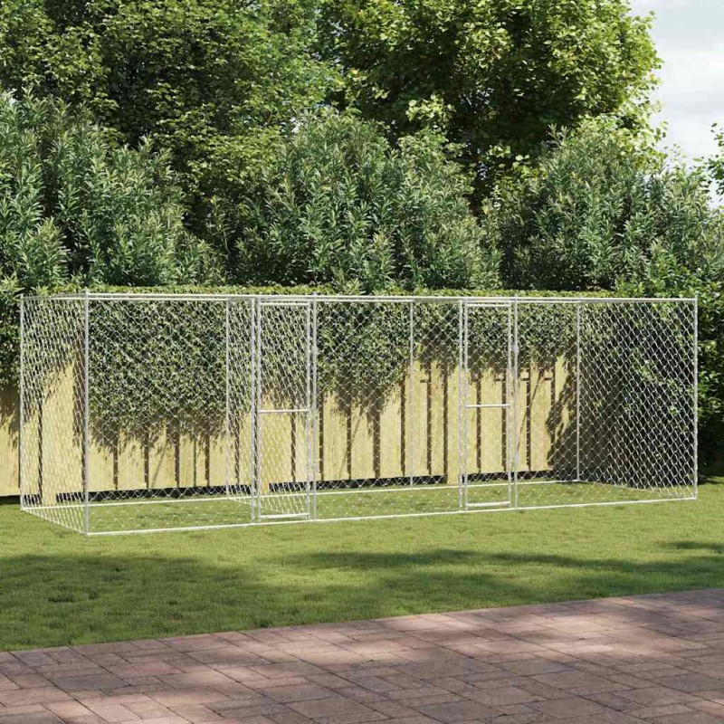 vidaXL Κλουβί σκύλου Ασημί 600 x 200 x 200 εκ. Επικαλυμμένος Χάλυβας
