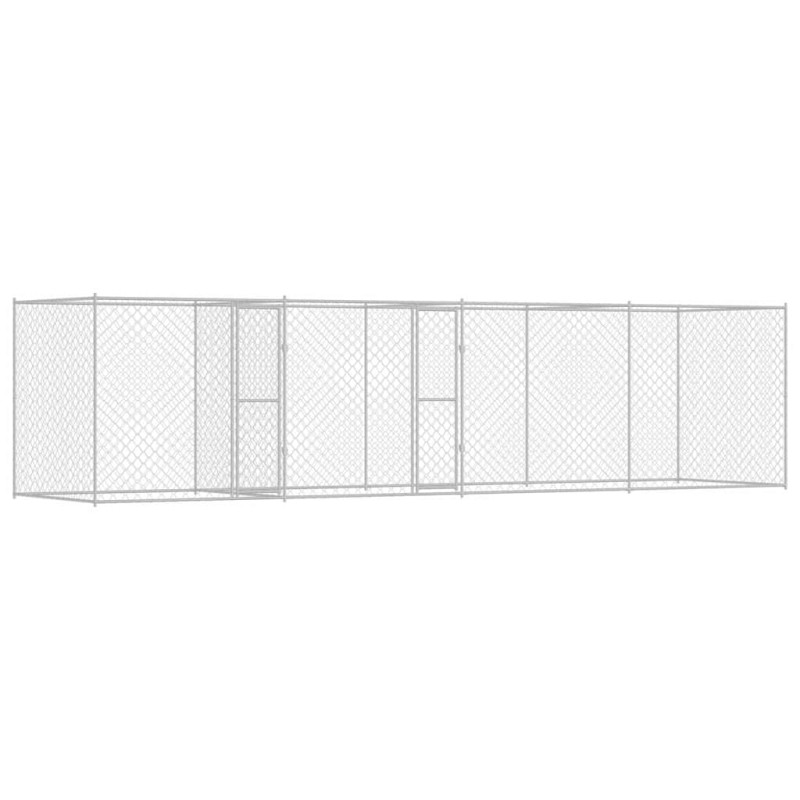vidaXL Κλουβί σκύλου Ασημί 800 x 200 x 200 εκ. Επικαλυμμένος Χάλυβας