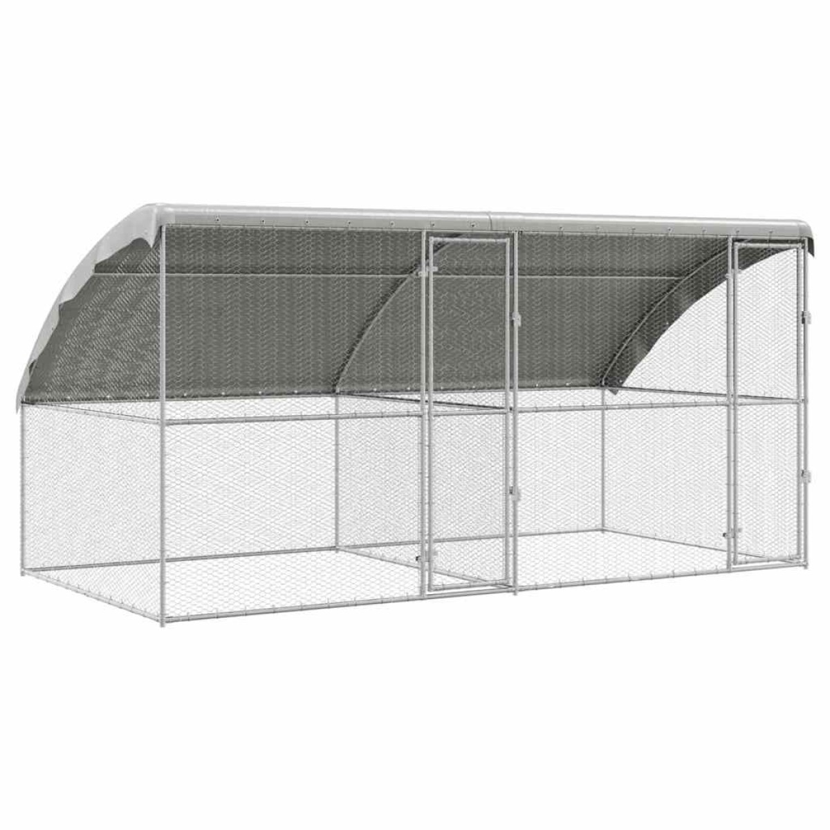vidaXL Κλουβί για κότες 2 τμχ. Ασημί 400 x 200 x 200 εκ.