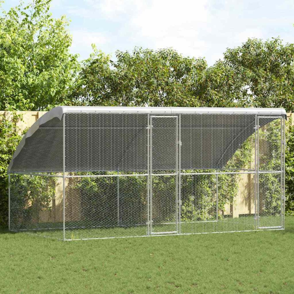 vidaXL Κλουβί για κότες 2 τμχ. Ασημί 400 x 200 x 200 εκ.