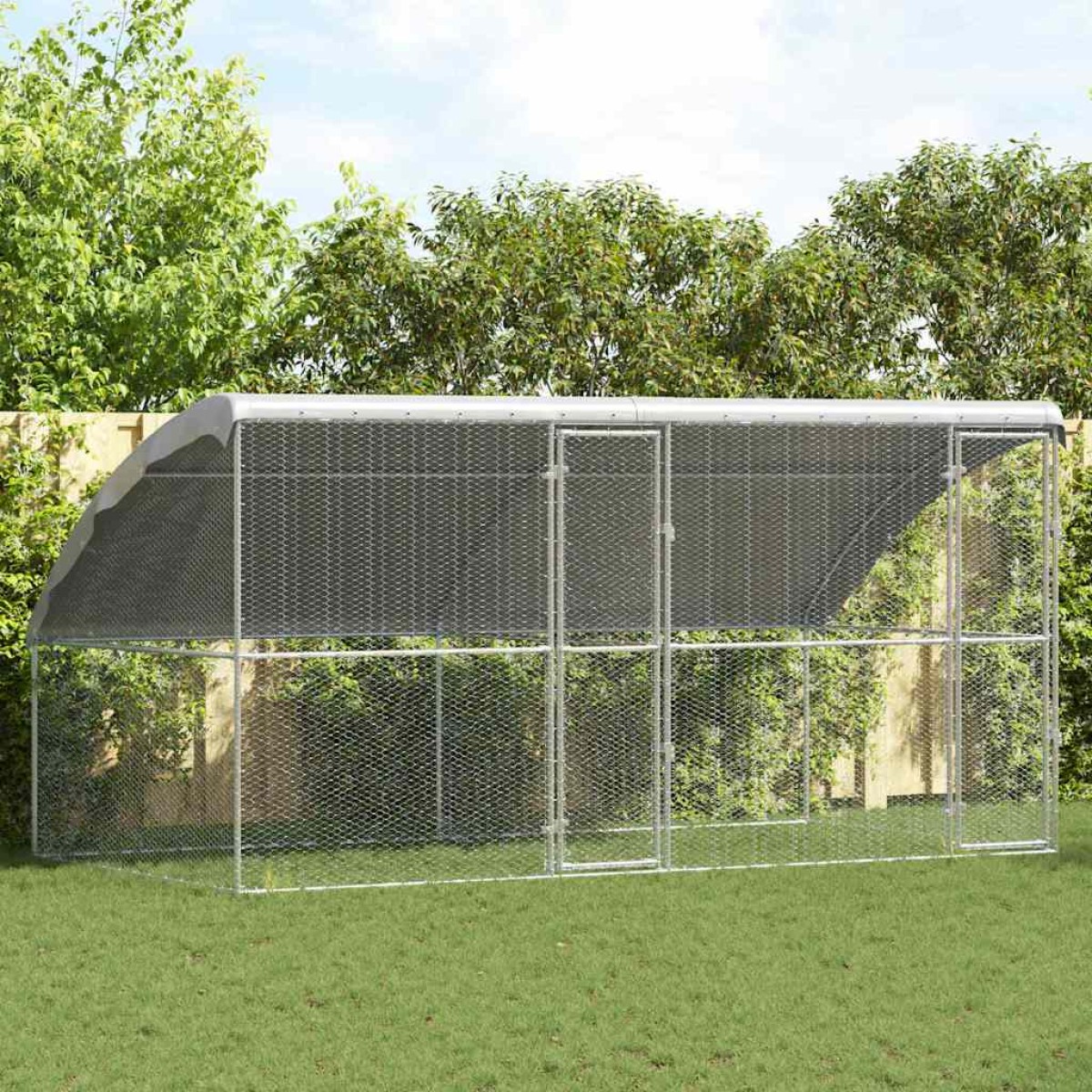 vidaXL Κλουβί για κότες 2 τμχ. Ασημί 400 x 200 x 200 εκ.