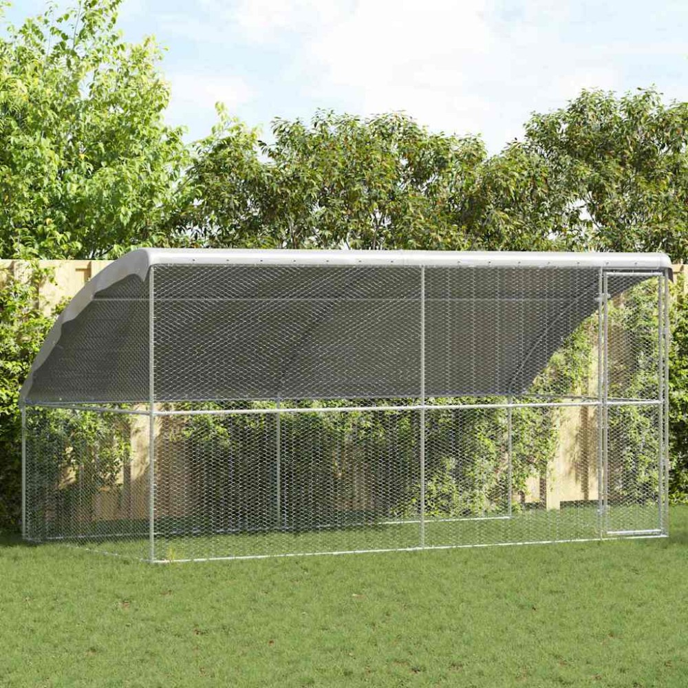 vidaXL Κλουβί για κότες 2 τμχ. Ασημί 400 x 200 x 200 εκ.