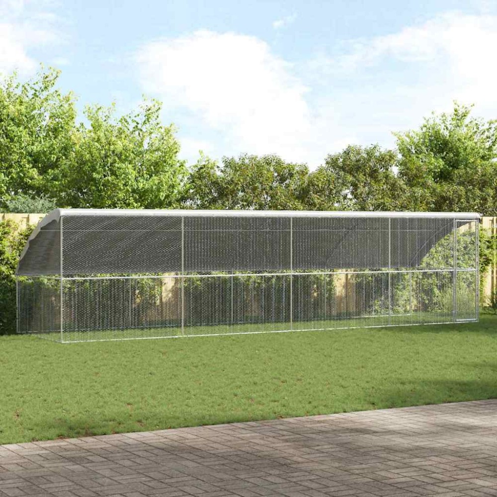 vidaXL Κλουβί για κότες 4 τμχ. Ασημί 800 x 200 x 200 εκ.